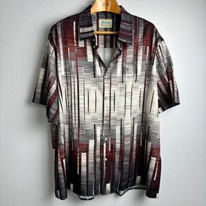 Royaura Hawaiian Shirt Men's 3XL Abstract‎ Print Short Sleeve Rayon Button Up